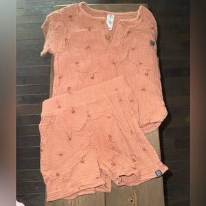 Modern Moments Textured Button-Up Top and Shorts Set